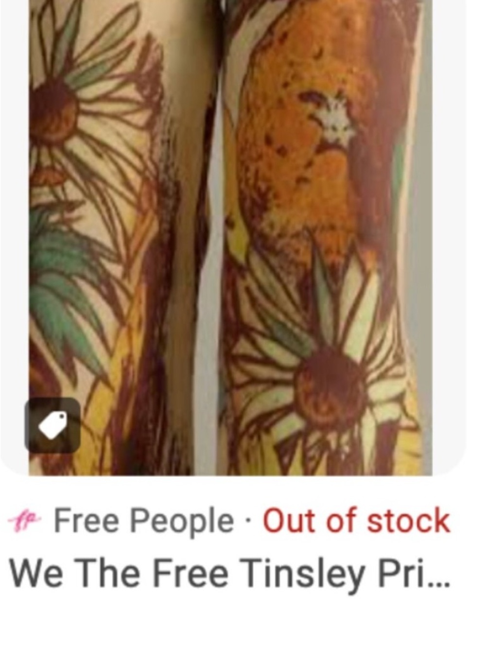 Free People Straight-Leg Pants in Pale Yellow Beach Scene Sz 26 NWT - Picture 5 of 5